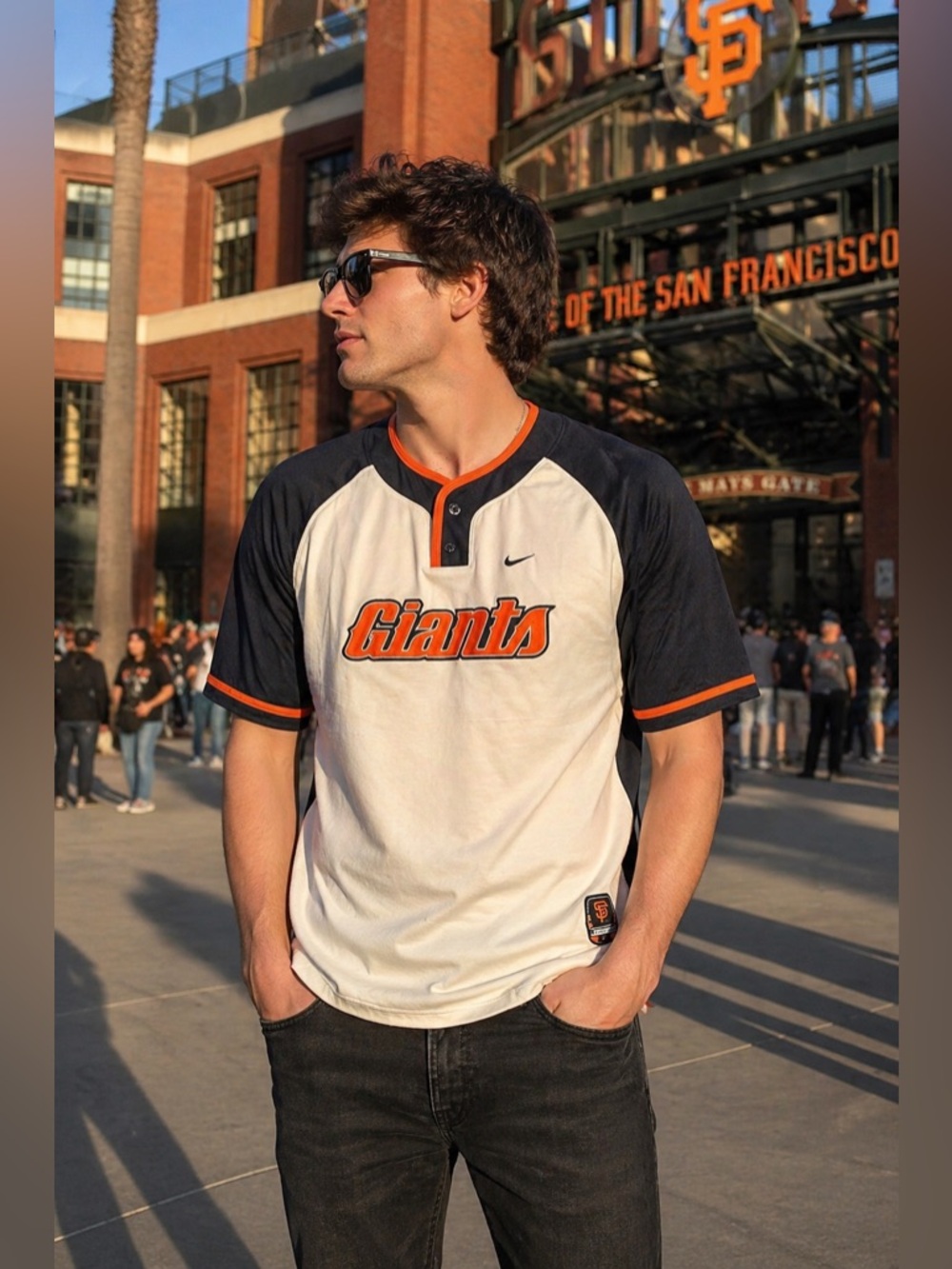 RARE San Francisco Giants Nike Team MLB Training Warm Up Jersey Shirt Mens Large